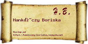 Hankóczy Boriska névjegykártya